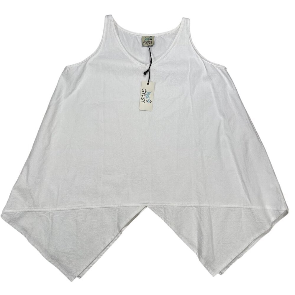 Jaded Gypsy Small Tank Top White Lagenlook Layered Lightweight Coastal
